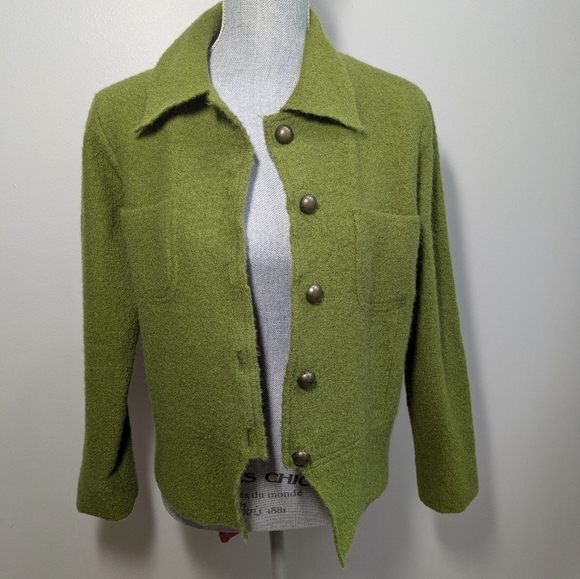 Tabi 100% Wool Boucle Sweater Jacket Cardigan - Picture 3 of 14